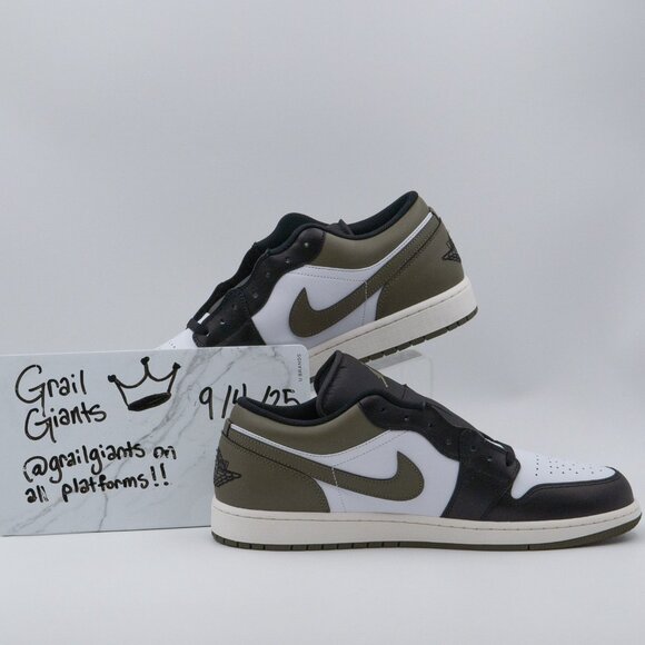Air Jordan 1 Low “Black Toe Medium Olive” — 13M (DS, With Box, 553558-092) - Picture 2 of 5